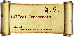 Mérai Innocencia névjegykártya