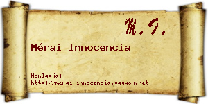 Mérai Innocencia névjegykártya